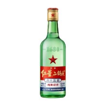 88vip：红星65度单瓶装高度白酒500ml*5件89.78元（合17.96元/件）
