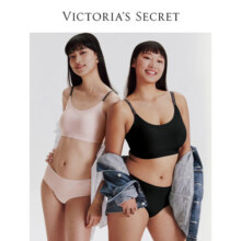 维多利亚的秘密（Victoria's Secret）双尺码无痕舒适无痕裸感弹力女士内裤三角裤 54A2百搭黑 XS/M66元