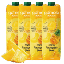 果满乐乐（gomolo）塞浦路斯进口菠萝汁大瓶装100%纯果汁饮料1升*4瓶婚庆宴席聚餐52元 (券后省20,月销9000+)