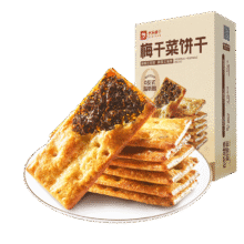 良品铺子 梅干菜饼干160g*1盒（约10包）4.8元包邮（需试用）