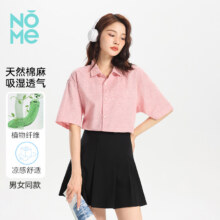 NOME夏季新款情侣条纹短袖衬衫17.9元