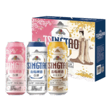 青岛啤酒（TsingTao）白啤礼盒500ml*10罐佳节送礼（白啤4罐+樱花3罐+桂花3罐） 礼盒装119.1元（需领券，合59.55元/件）
