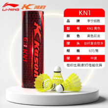 李宁（LI-NING）羽毛球凯胜耐打王专业比赛训练用球室内外防风稳定花鸭黑鹅毛球 KN1黄色/6只装 1筒 /中速尼龙球26元