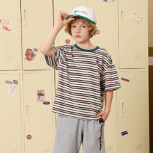 Champion 冠军 男女童25夏季经典小C刺绣条纹短袖T恤25SS-TX359 多色89.75元包邮