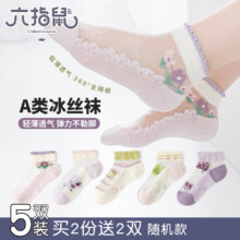 百亿补贴：六指鼠儿童袜子女童夏天网眼精梳棉透气宝宝短袜女孩中大童学生夏季薄款 30E蚕丝（小免冰粉） 5双 均码  建议7-8周岁(袜标9-12岁)16.89元