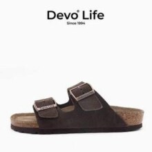 Devo Life 的沃 男女同款牛反绒皮软木凉拖鞋新低128.64包邮