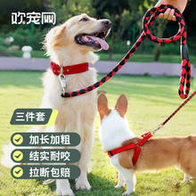 欢宠网 Huan Chong 狗狗牵引绳套装 3件套 红黑 M