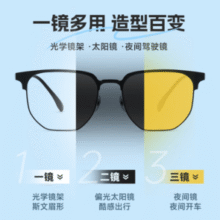 近视偏光夜视三合一！法国依视路 钻晶膜岩 1.60高清镜片*2片+镜宴磁吸偏光夜视三合一超轻钛光学镜架￥337.00 3.7折
