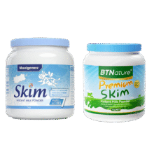 美可卓蓝妹子脱脂成人奶粉1kg/罐+BTNature脱脂奶粉高钙1kg240.6元（合120.3元/件）