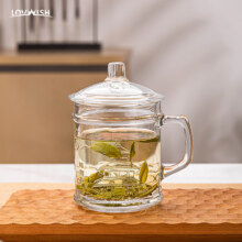 乐唯诗（NERVISHI）带盖泡茶杯无铅玻璃把手水杯玻璃杯商务会议家用 宫廷款【茶饮杯】 350ml 1只3.45元