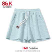 baleno 班尼路 S&K系列 时尚百搭华夫格三分裤 高腰短裤女折24.9元/件（需买2件）