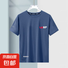 男士短袖t恤夏季潮牌冰丝薄款圆领宽松速干体恤夏天百搭休闲上衣 红字母蓝【蝴网RF杆短袖】 3XL 【建议145-160斤】4.95元