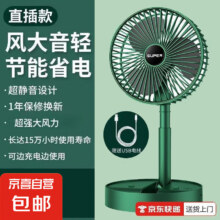 潮流厨电桌面折叠伸缩风扇USB可充电超长续航立式超静音小型学生宿舍迷你 宫廷绿【直插款】3档调节-超静音设计5元（需领券）