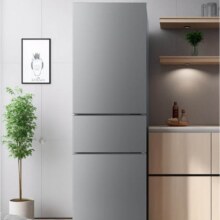 美的（Midea）精致存储三门三温区租房家用小冰箱三开门大容量中门软冷冻节能省电低音 210升+灰色款851元、包邮