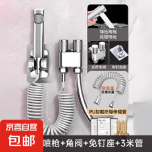 马桶伴侣喷枪冲洗一进二出水龙头角阀带水枪高压厕所卫生间 银色壁挂2档喷枪+角阀+3m管16.8元