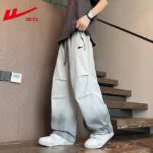 回力休闲裤男夏季男裤休闲长裤男士裤子运动裤纯色百搭工装直筒宽松 LG-A239-2515-米杏色 4XL （建议175-190斤）95元