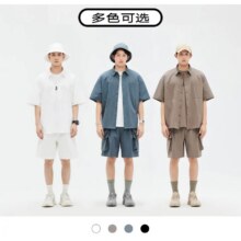 GXG男装多色可选中阔潮流字母印花时尚百搭男士短袖衬衫71元