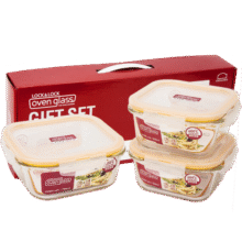 乐扣乐扣（LOCK&LOCK）耐热玻璃保鲜盒微波炉饭盒上班族便当盒水果饭菜保鲜碗三件套89元 (月销1000+)
