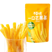 百草味一口芒果条 香橙味生椰味原味 芒果干果干果脯办公室休闲零食 一口芒果条80g*袋45元（需领券，合4.5元/件）