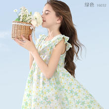 多妙屋 女童连衣裙汉服儿童裙子夏装六一儿童节纱裙女孩新中式国风裙公主 绿色34.9元