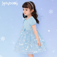 甜美泡泡袖！Jellybaby 杰里贝比 女童雪花网纱公主裙 三色￥49.00