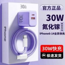 坦吉尼 30W双口氮化镓快充充电器+1.0米PD编织快充线 多色19.88元包邮