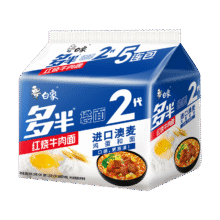 白象 方便面多半牌袋面2代五合一红烧牛肉泡面130g*5连包4.2元