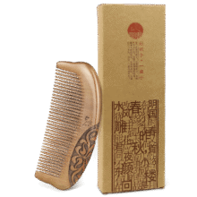 虞美人梳子桃木梳子生日礼物梳子女整木雕刻梳菊影 桃木菊影简装