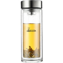 希诺抗菌玻璃杯双层商务办公车载水杯男高档泡茶杯子XN-9607K 410mL96.39元