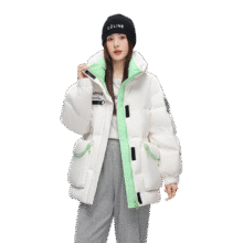 雪中飞【反季清仓】撞色克莱茵蓝工装大口袋中长款羽绒服119元（需领券）