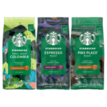 星巴克（Starbucks）精品烘焙咖啡豆 阿拉比卡豆 多口味混合3袋共600g 口粮豆135.05元（需plus会员，需领券）