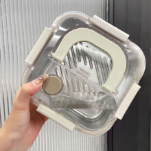 【提手便携】不锈钢保鲜盒加厚带盖子密封冰箱收纳盒户外便当饭盒 容量不虚标【大号1800ML】奶油白4.49元