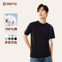 网易严选 2025新款 男女同款5A级抑菌200g重磅纯棉短袖T恤*2件54元包邮（27元/件）