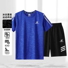 双鱼 运动套装男T恤短裤训练跑步羽毛球服速干衣48.9元