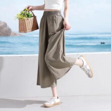 DEBRAND 夏季薄款八分裤阔腿裤松紧腰裤子女式休闲裤女55元(超V价更低)