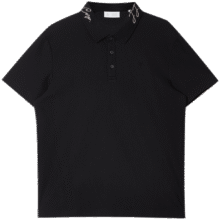 杰克·琼斯（JACK&JONES）25年男装短袖POLO衫男士【凉感】商务休闲字母提花翻领夏季T恤 E40黑色 常规 M76.4元（需plus会员，需领券）