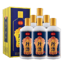 珍酒 珍五蓝 酱香型白酒 53度 500ml*6瓶 整箱装 端午送礼白酒910元 (券后省20,月销2000+)