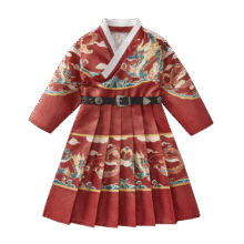 JELLYBABY汉服男童春秋款大童红色演出服儿童中国风飞鱼服春秋宝宝唐装 红色 140226.7元
