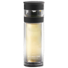星巴克（Starbucks）玻璃养生水杯320ml茶水分离杯双层泡茶水杯子男女士礼物墨迹黑款43.04元