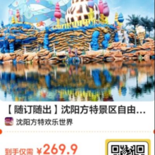 美团 随订随出 沈阳方特景区自由行+景区餐券原价283元 现价269.9元