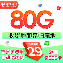 中国联通 China China China 流年卡 6年10元/月（13G流量+100分钟通话）赠40元E卡0.1元