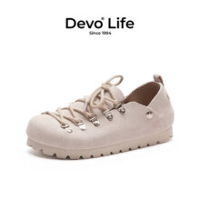 Devo LifeDevo Life软木鞋休闲时尚系带防滑勃肯鞋复古新款秋冬女鞋23027 米白反绒皮 34 （建议拍小一码）182元