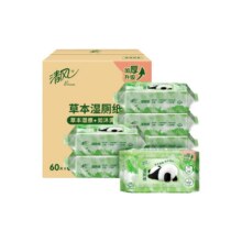 清风 卡皮巴拉纯水湿厕纸60片6包25.6元