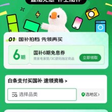 促销活动：京东 买国补 · 打白条攻略 领6期3C家电白条免息券按需领取