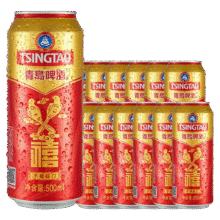 青岛啤酒（TsingTao）千禧临门 500ml*12听 整箱装 礼盒 婚宴喜酒 端午节送礼43.38元（需首购，需plus会员）