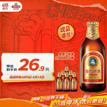 青岛啤酒 TSINGTAO 精酿系列 金质小棕金啤酒 296ml*6瓶15元