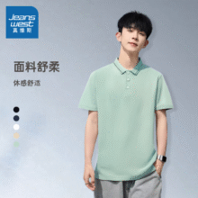 真维斯（Jeanswest）短袖POLO衫男夏季t恤青年通勤男款纽扣翻领简约肌理感男士上衣豆绿-888L15.23元