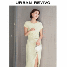UR  时髦气质拼接褶皱收腰连衣裙￥39.40