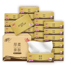 清风（APP）【李昀锐同款】抽纸 金装厚柔 4层80抽*24包M码 卫生纸 纸巾抽纸18.3元（需领券）