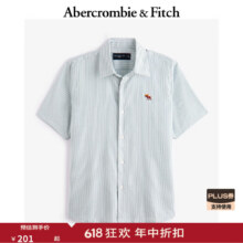ABERCROMBIE & FITCH男装25夏季新款经典小麋鹿LOGO牛津纺外搭短袖衬衫KI125-5084 绿色 M (180/100A)167.14元（需领券）